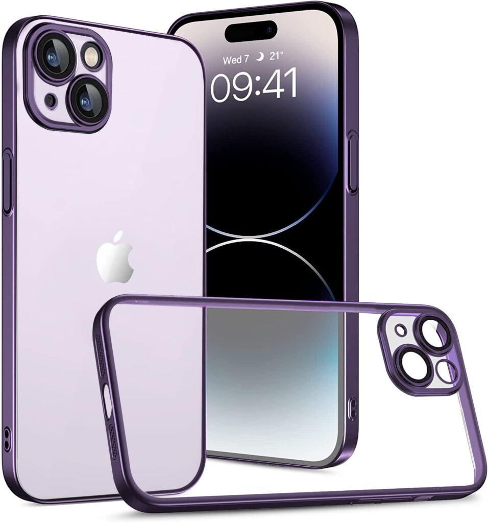LOXXO TPU Case Compatible with iPhone 14 Plus Case Luxury Electroplating Cover Camera Protection for Each Lens Hard TPU Transparent Non Yellowing Cover (6.7 inch, deep)