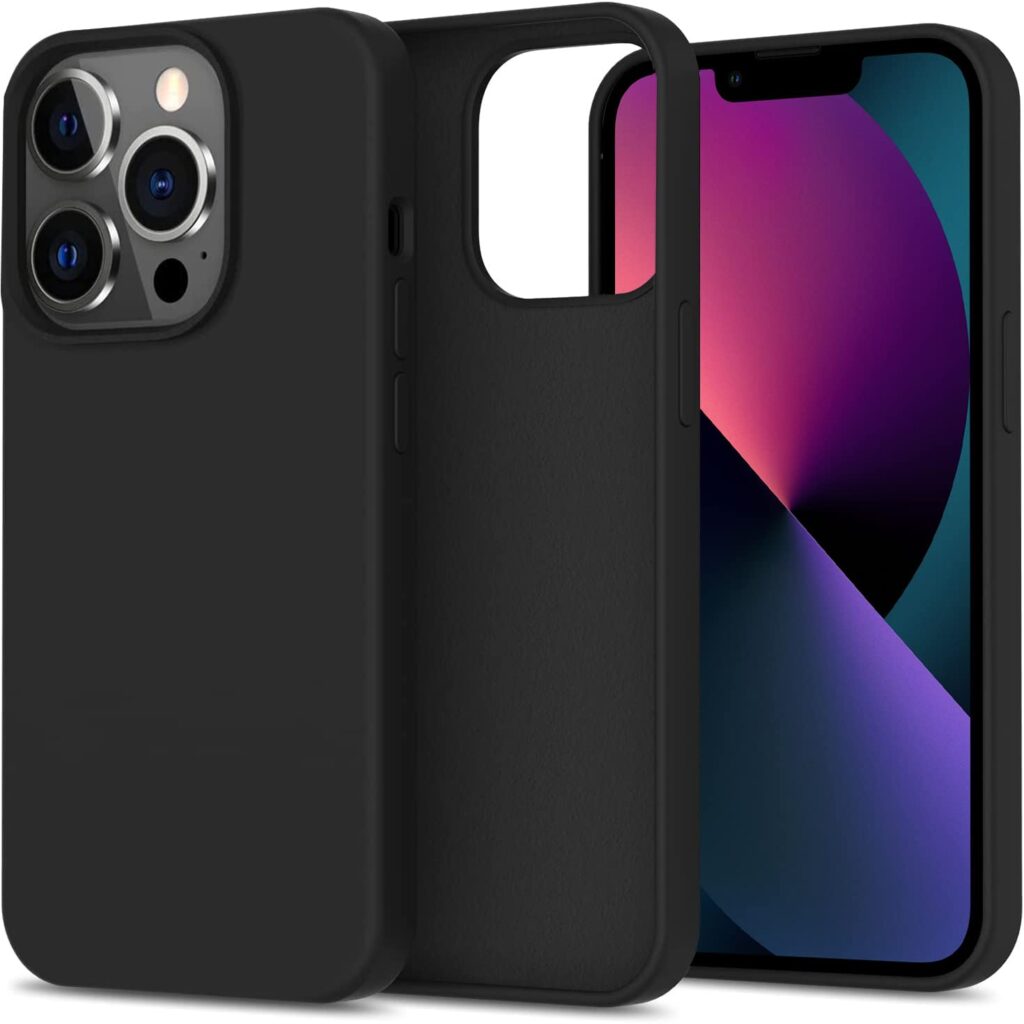 LOXXO® Microfiber Candy Case Compatible for iPhone 14 PRO, Shockproof Slim Back Cover Liquid Silicone Case (Black)