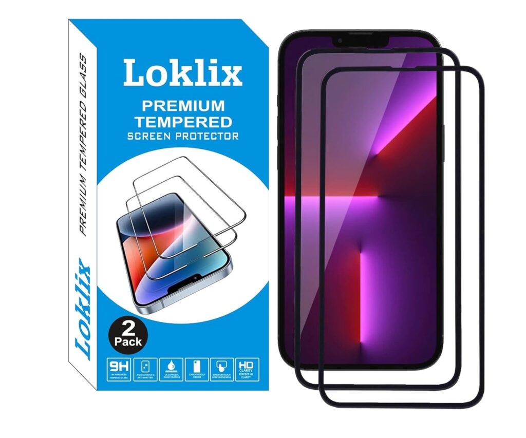 Loklix Premium Gorilla Tempered Glass Screen Protector Compatible for iPhone 13 Pro Max/iPhone 14 Plus | Pack of 2 | Military-Grade 9H Hardness | Edge-to-Edge Full Coverage