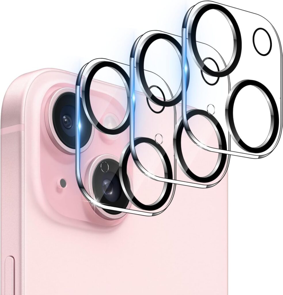 Loklix Premium iPhone 15 / iPhone 15 Plus Camera Lens Protector - Ultra Clear Tempered Glass Shield (Pack of 3) - Scratch & Impact Resistant for HD Clarity