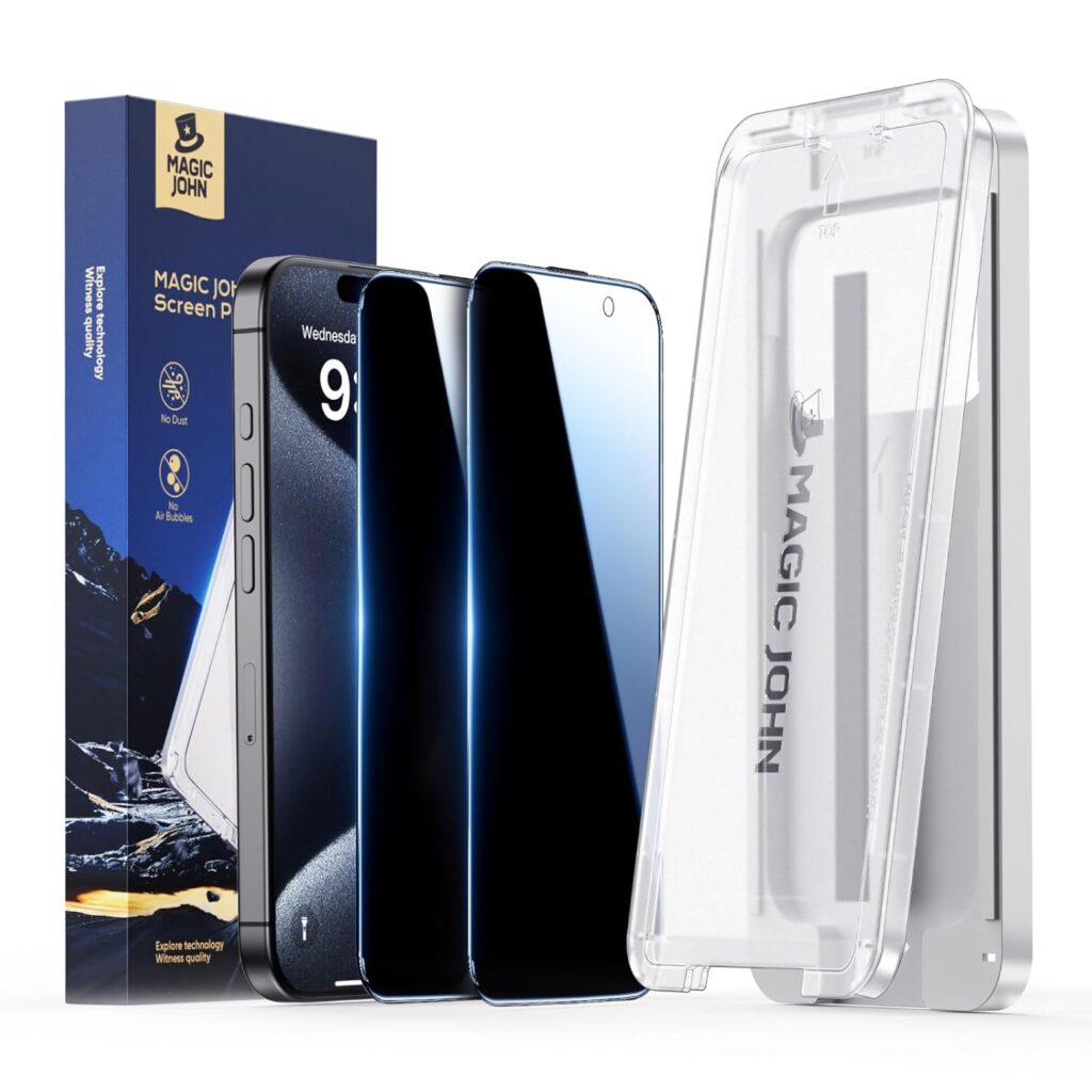 MAGIC JOHN 3rd Gen Upgraded for iPhone 15 Pro Max Privacy Screen Protector 6.7 Inch,25°Anti-Spy,Bubble Free,Easy Installation,2 Pack