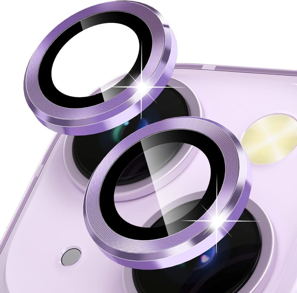 MAHIX ( PACK OF 2 Camera Lens Protector For IPHONE 14/14 PLUS, IPHONE 15/15 PLUS (PURPLE) UHD 9H Glass, Anti Drop, Case Friendly, Waterproof, Heavy Duty Camera Protector, SET OF 2