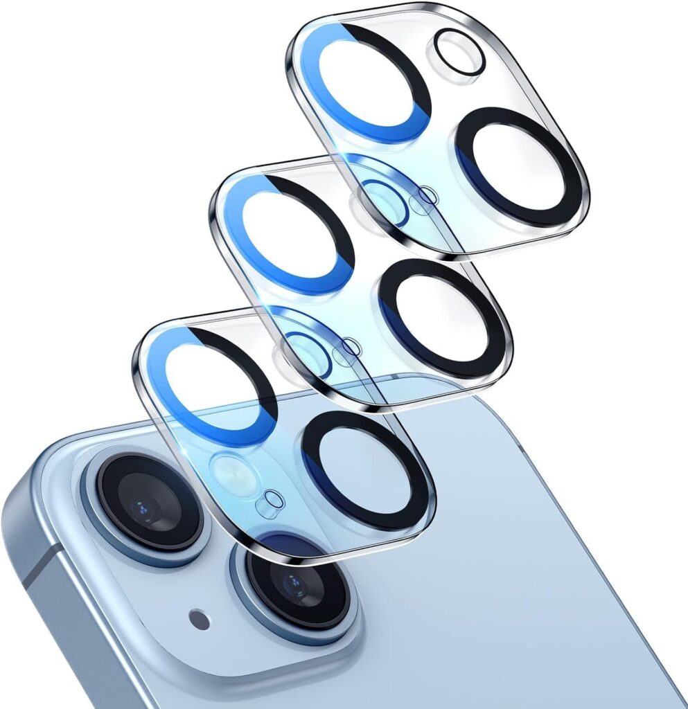 MAHIX ( PACK OF 3 Camera Lens Protector for IPHONE 15/15 Plus, 14/14 PLUS (CLEAR) UHD 9H Glass, Anti Drop, Scratch Resistant, Case Friendly, Removable, SET OF 3
