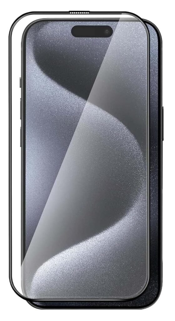 M.G.R.J® Tempered Glass Screen Protector for iPhone 15 Pro Max 6.7-Inch (Black) Edge To Edge Coverage with Easy Installation Kit