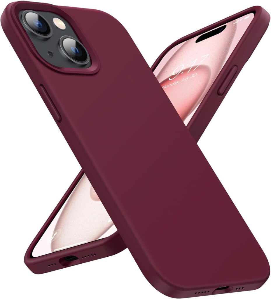 MIDOS Back Cover Compatible with iPhone 15 Plus Case Liquid Silicone Full Protection Shock Proof Back Cover for iPhone 15 Plus (Wine Red)