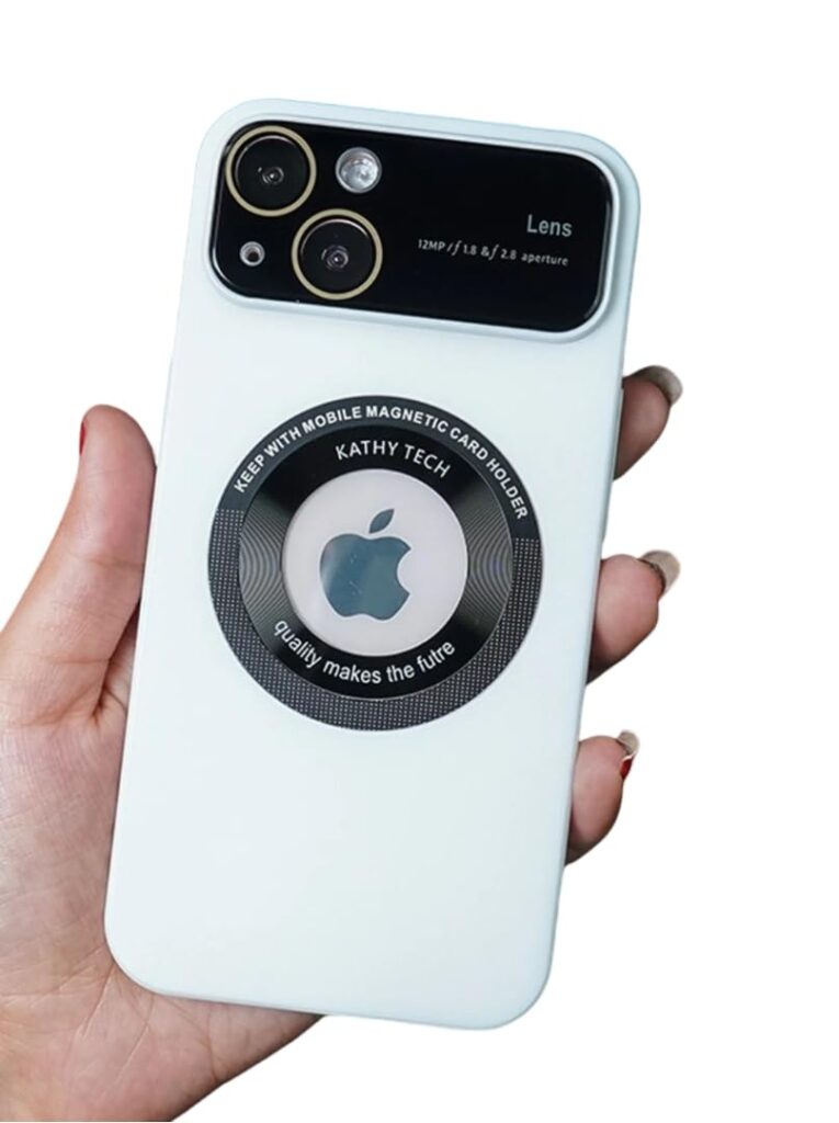 MILLION CASES Back Cover Case for iPhone 15 Mag-Safe Glass Lens Protector Matte case(White)