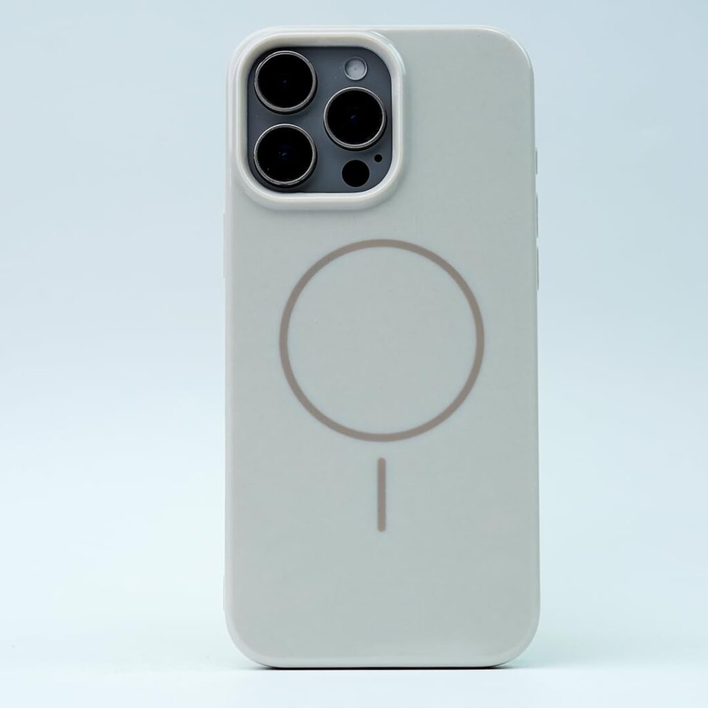 MILLION CASES Back Cover Case for iPhone 15 Pro Max Shockproof Protective Durable Glossy Mag-Safe Soft TPU Case for Men & Boys(White)