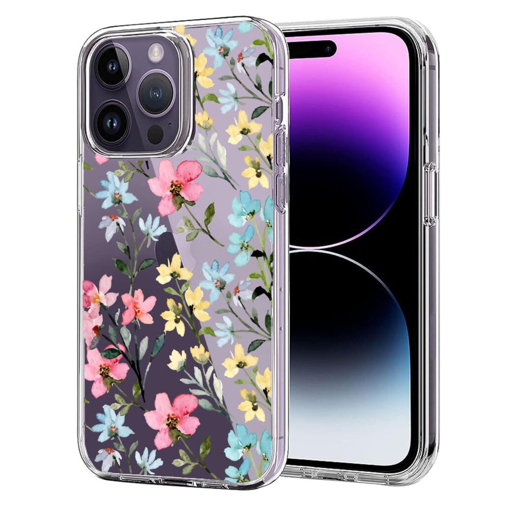 MITZVAH Silicone Designed For iPhone 14 Pro Max Back Cover For Girls- Floral Printed Case Clear Case-Back Cover 256Gb Cover- iPhone 14 Pro Max Transparent Case