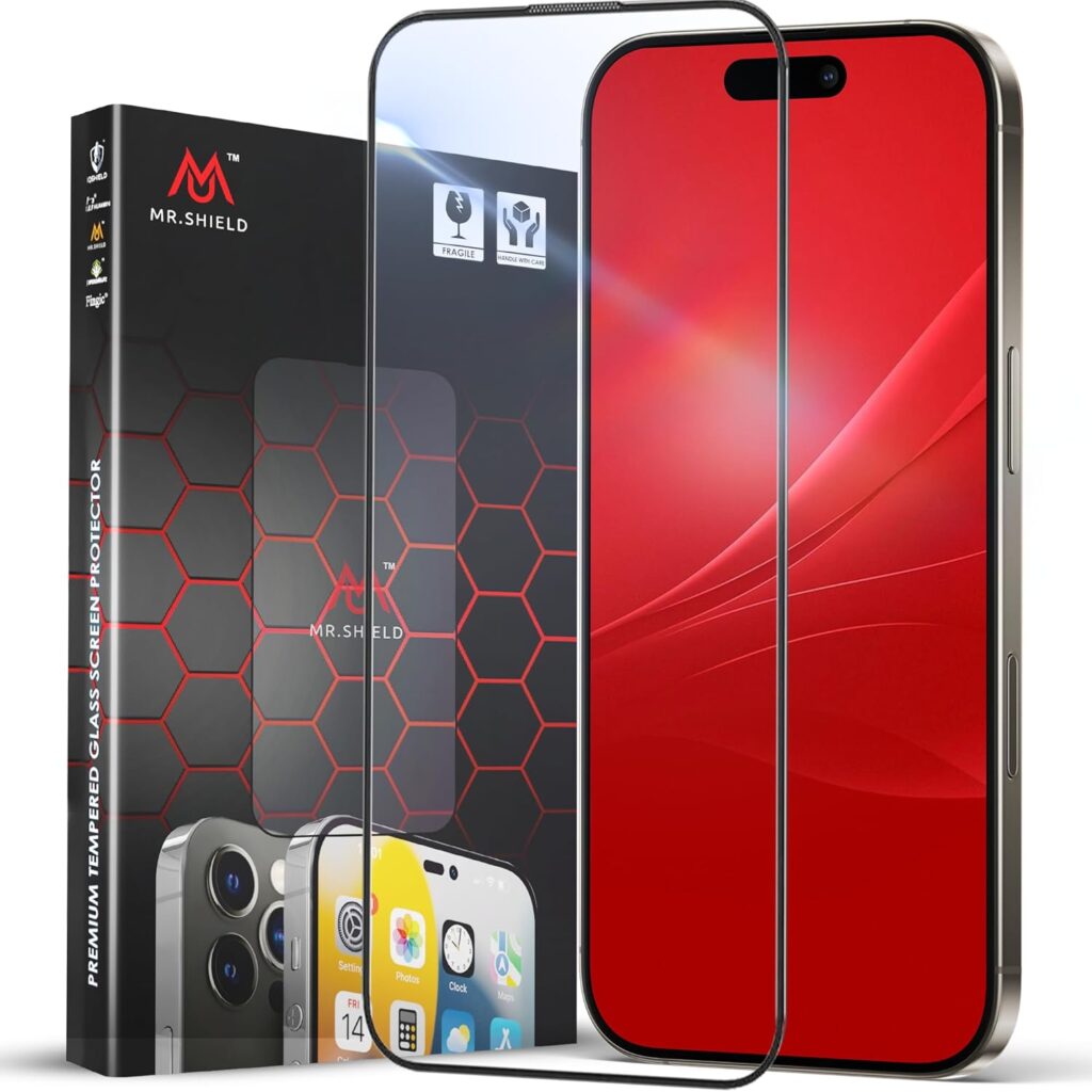 Mr.Shield Top-Notch HD+ Tempered Glass Screen Protector Guard Compatible for iPhone 14 Pro Max, 9H Hardness, Anti-Static, Case-Friendly, Easy Installation Kit – 1 Pack