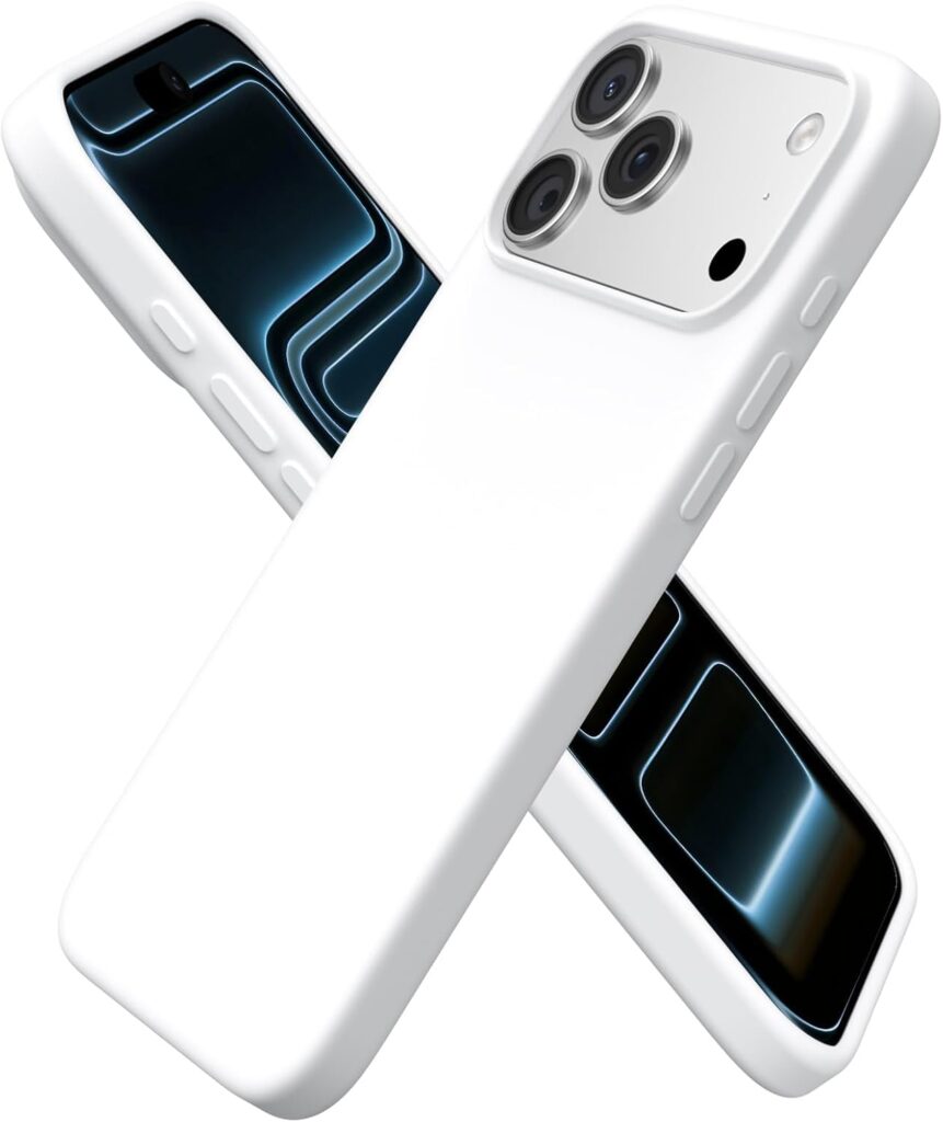 NAFS Compatible with iPhone 17 Pro Max Case 6.9", Slim Liquid Silicone 3 Layers Soft Gel Rubber Shockproof Protective Cover with Anti-Scratch... (White)