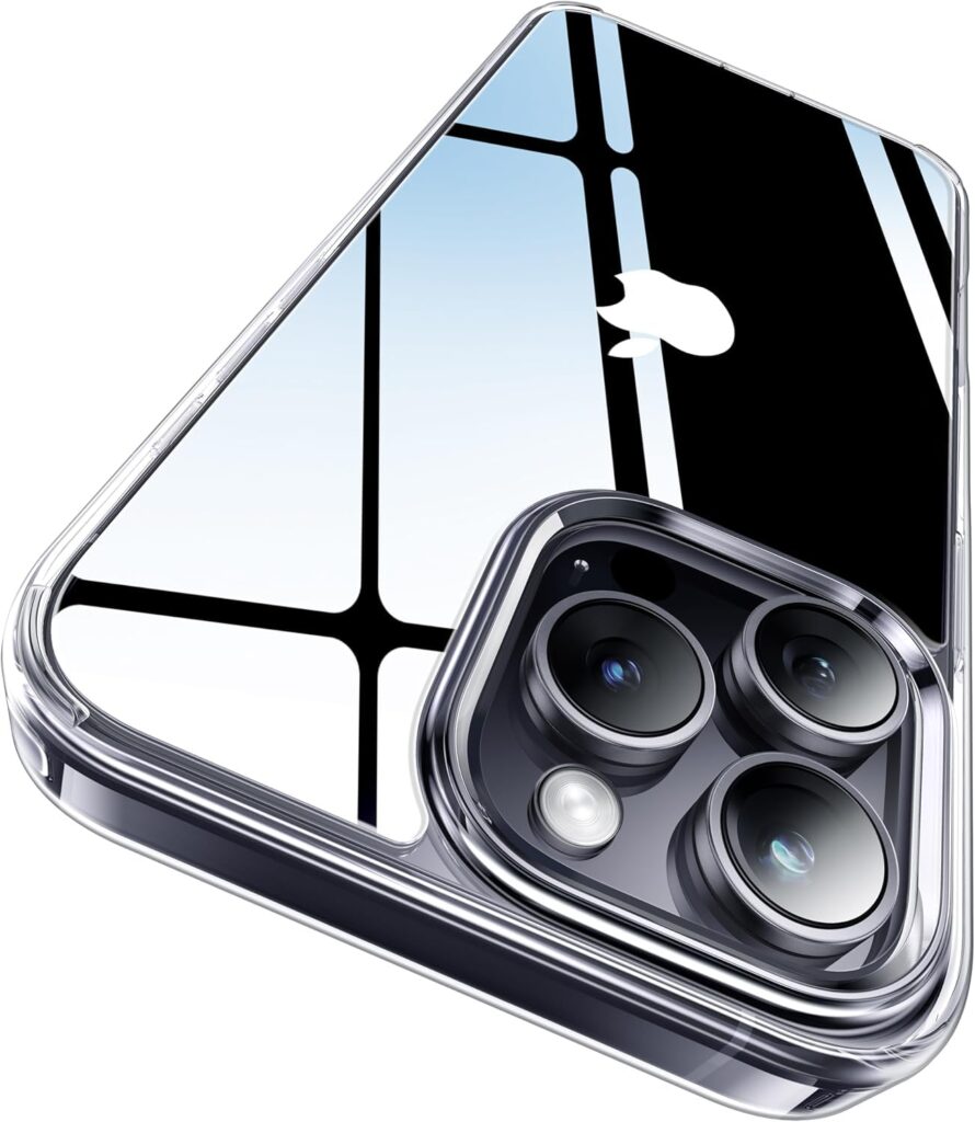 NISHTECH for iPhone 15 Pro Max (2023) Premium Transparent Hybrid Soft Slim Dust Proof Back Case Cover with Camera Protection