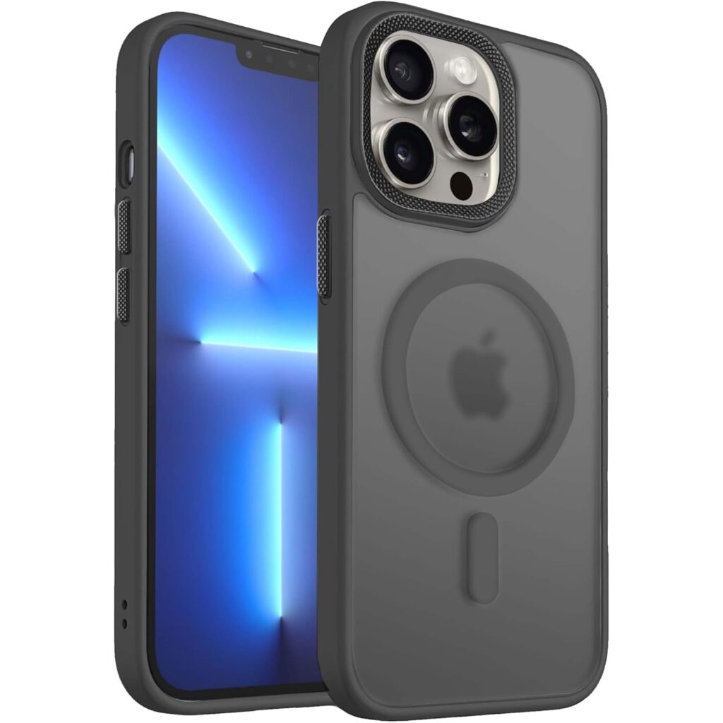 NOVIQUE Shockproof Transparent Matte Case | Soft TPU Slim Protective Cover for iPhone 15 Pro Max | Anti-Yellowing, Scratch-Resistant, Flexible & Lightweight - (Black)