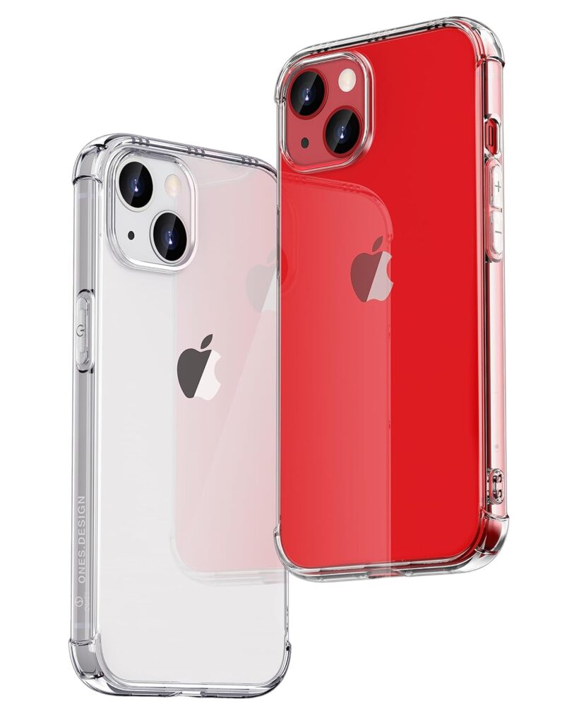 ONES iPhone 14 Plus Case, HD Transparent, US Military MIL Standard, Ultra Shockproof, 360° Airbag, Semi-Sealed Sound Chamber, Screen, Lens Protection, Anti-Slip, Strap Hole, Ultra Lightweight, Qi Charging, Thin, Shock Absorption, HQ, TPU, Clear Cover