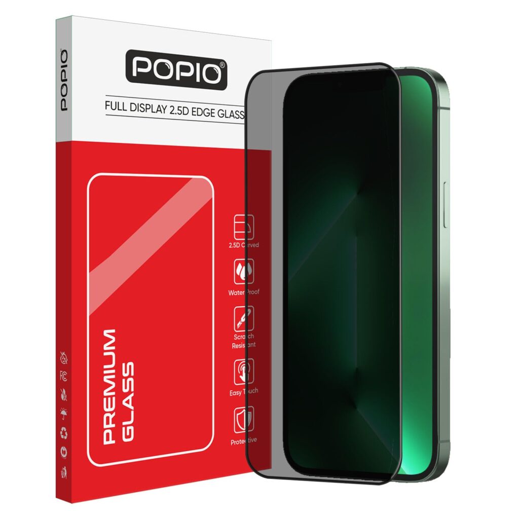 POPIO Privacy Military-Grade Tempered Glass for iPhone 13 Pro Max / 14 Plus – Anti Spy Screen Protector Guard (Pack of 1)