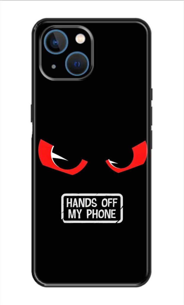 PRINTFIDAA® Metal TPU Printed Back Cover for Apple iPhone 14 Plus (Hands Off My Phone) 360 Degree Protection | Camera Protection -25092024(J)