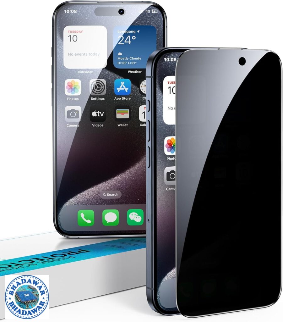 (Pack of 1 Privacy Screen Protector Tempered Glass Matte for iPhone 15 Pro 6.1'' HD Anti-glare Privacy Screen Protector With Easy Installation