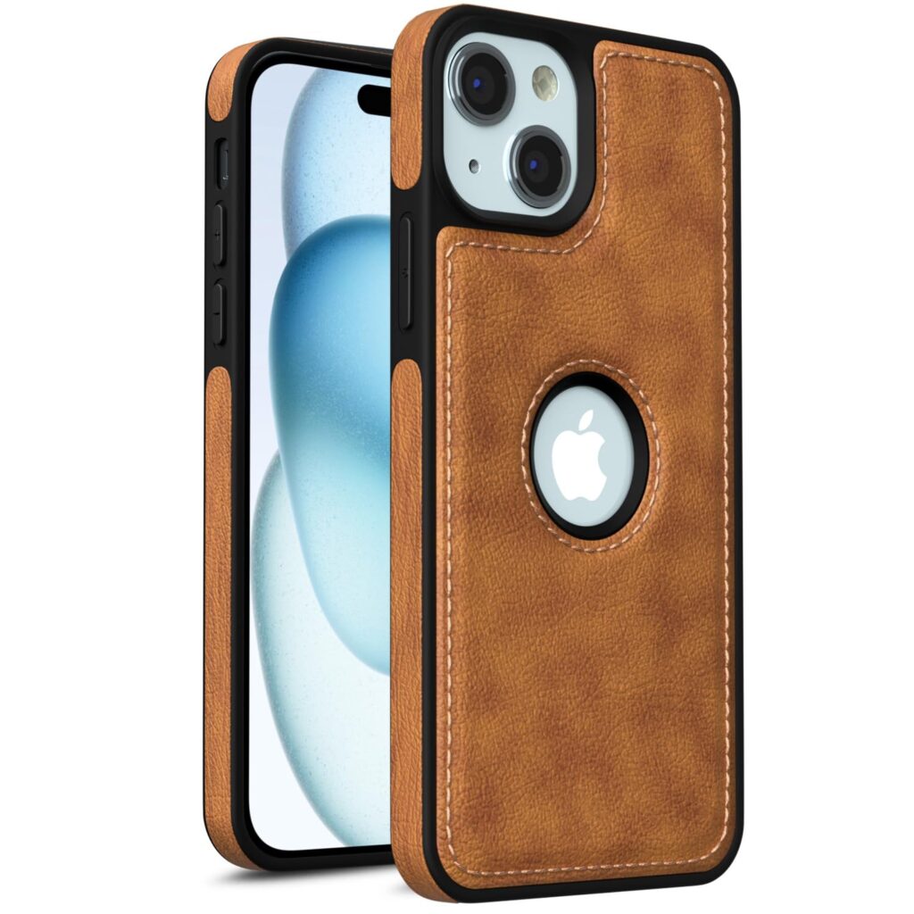 Pikkme Back Cover | Flexible Pu Leather | Full Camera Protection | Raised Edges | Super Soft-Touch | Bumper Case for iPhone 15 Plus (Brown)