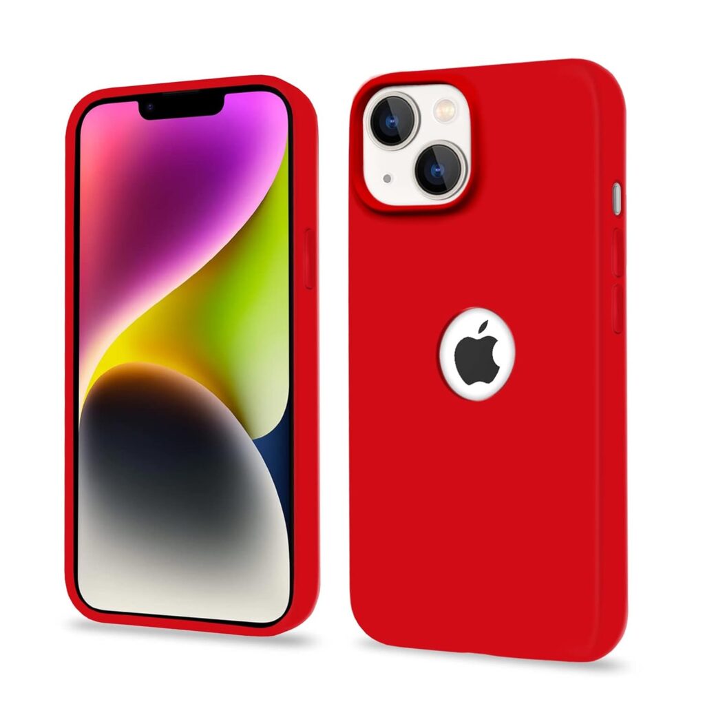 Pikkme Back Cover | Full Camera Protection | Raised Edges | Super Soft Silicone | Bumper Case for iPhone 14 Plus (Red)