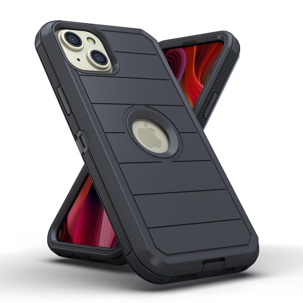 Pirum Hybrid Dual Protective Back Case Compatible for iPhone 15 Plus Cover PC + TPU Full Body Shockproof Drop Protection - Black