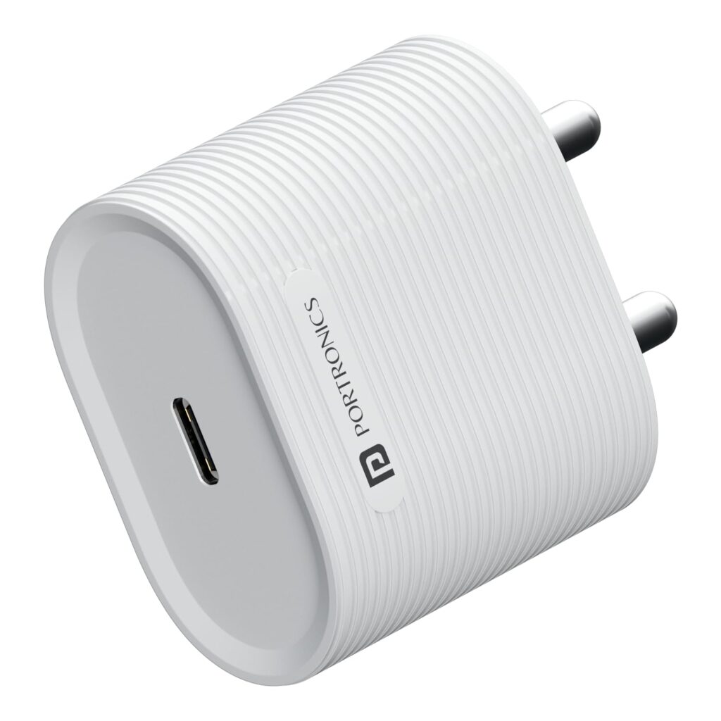 Portronics 35W Adapto 35G Type C PD Fast Charging Adaptor,PPS Support,GaN Technology, iPhone 16/15/14/13(Pro, Pro Max, Plus),iPads,Samsung Note/S/A/F/M Series,MacBook Air & Android Devices(White)