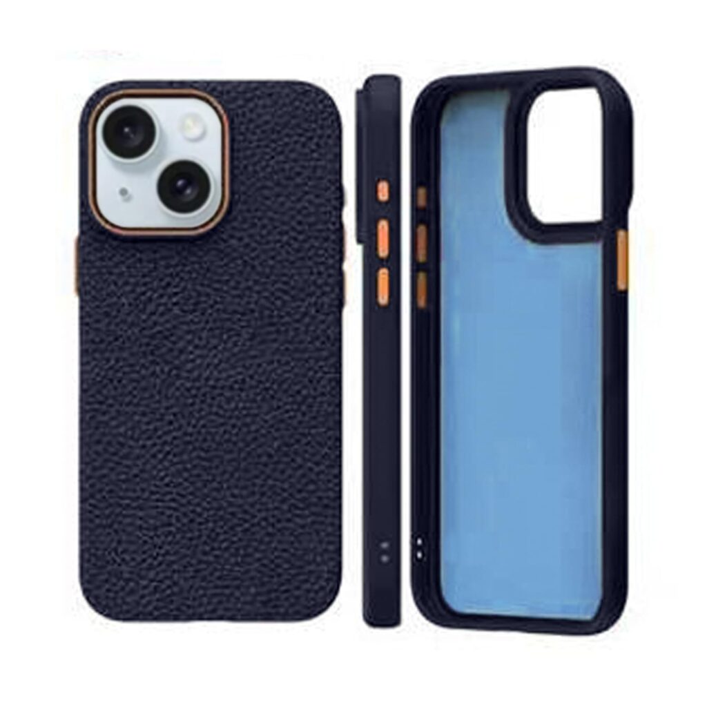 Prolet Premium Flexible PU Leather Cover for iPhone 15 | Soft -Touch | Stylish | Durable | Camera Protective (Dark Blue)