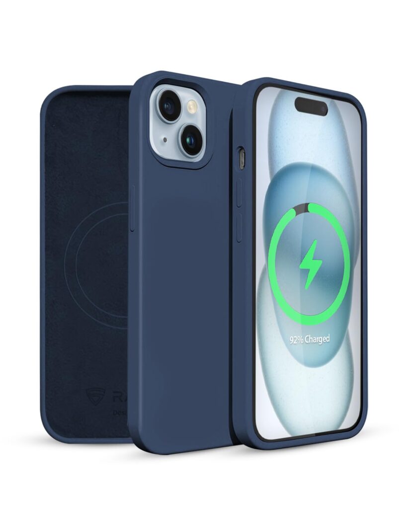 RAEGR Phone Case | Magnetic Case | Supports Mag-Safe Wireless Charging | Premium Soft Silicone MagFix Case/Cover Compatible with iPhone 15 Plus (6.7-Inch) 2023 - Midnight Blue RG10507