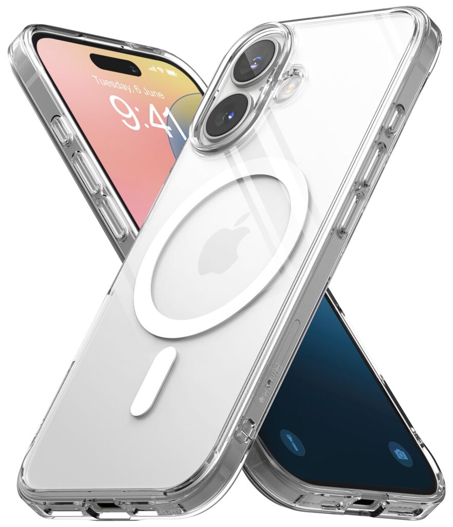 Ringke Fusion Magnetic Compatible with iPhone 16 Plus Case Cover [Strong Magnet] Transparent Hard Back Shockproof Soft TPU Bumer iPhone 16 Plus Back Cover - Clear