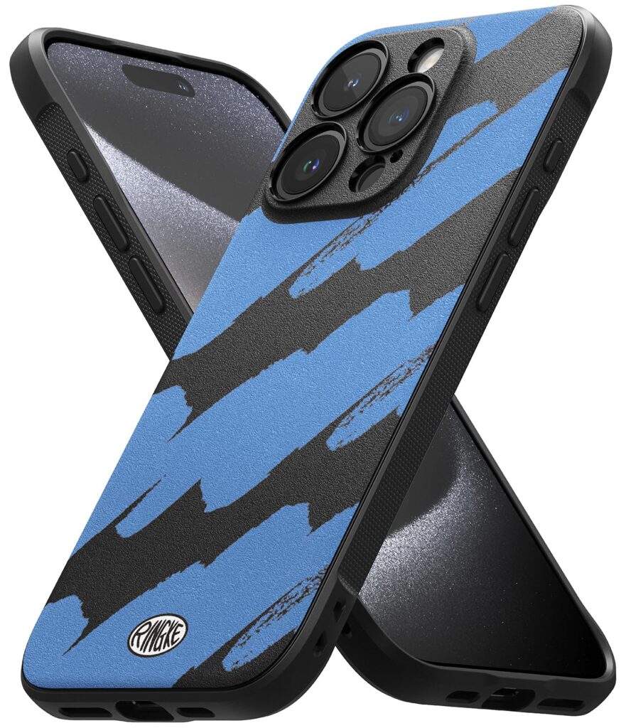 Ringke Onyx Compatible with iPhone 15 Pro Max Case Cover Rugged Flexible Durable Anti-Slip TPU Protection Shockproof iPhone 15 Pro Max Back Cover - Blue Brush