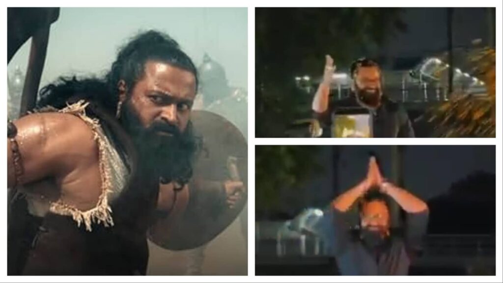 Rishab Shetty surprises fans during Kantara Chapter 1 screening at Gaiety Galaxy, receives petal shower and cheers