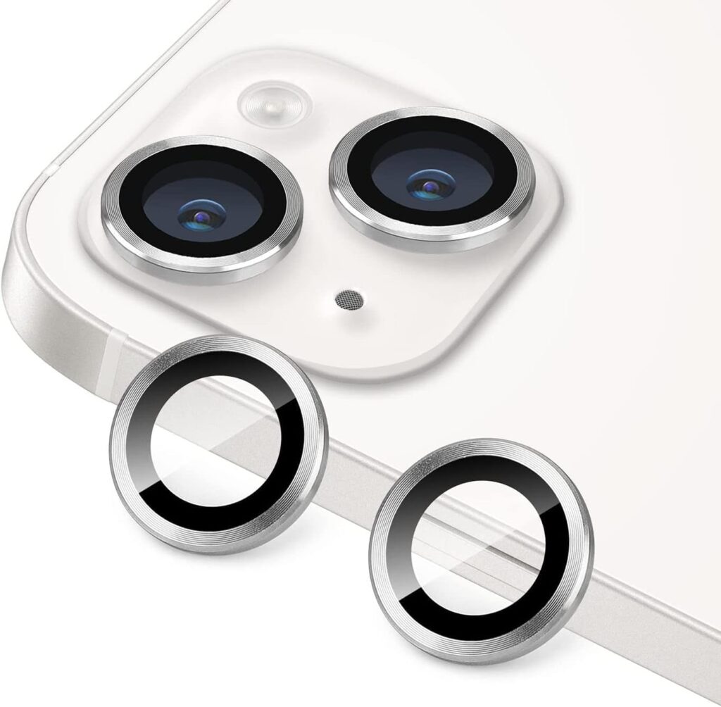 SKYCELL iPhone 15 Lens Protector Compatible for 15/15 Plus iPhone Accessories Metal 3 PCs (Silver)
