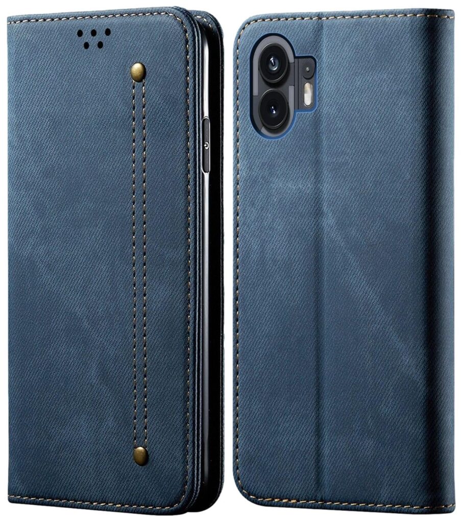 Sandstone® Denim Flip Cover for Nothing Phone (2) Case Premium Luxury Slim Wallet Folio Case Magnetic Closure Cover (Blue)