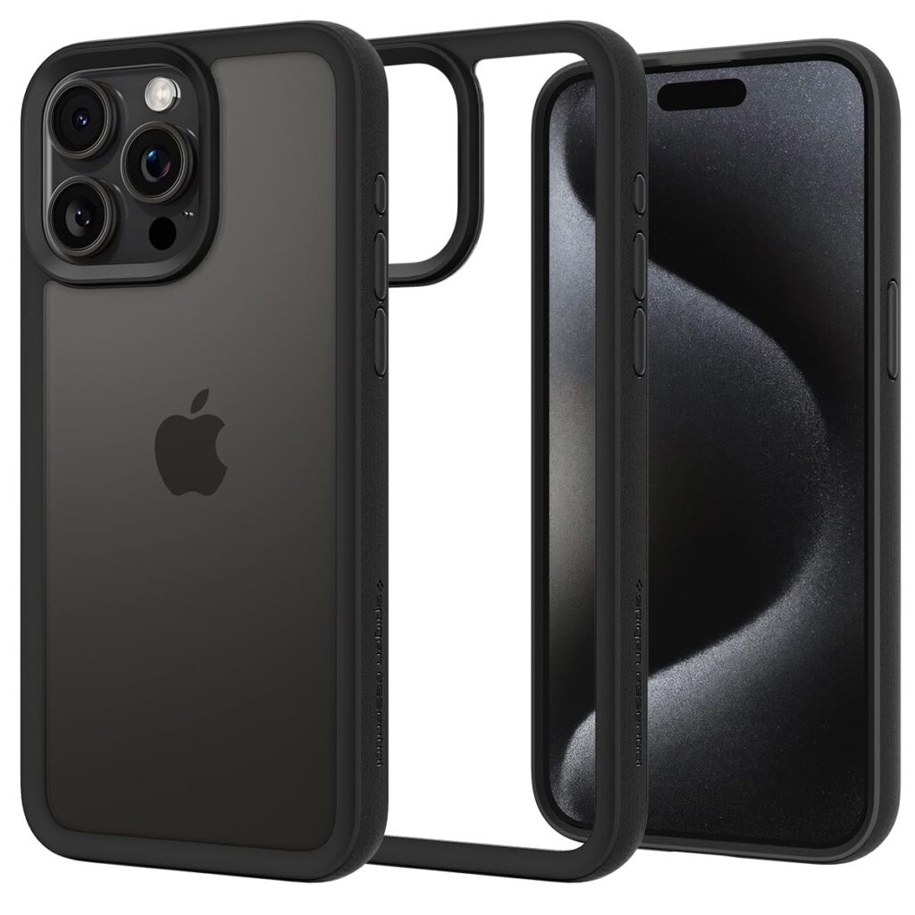 Spigen Essential Sand Crystal for iPhone 15 Pro Max Case, iPhone 15 Pro Max Back Cover (2023) - TPU+PC｜Matte Black