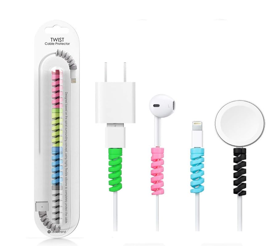 Spiral Cable Protector for Apple iPhone 14 Plus Cable Saver Charging Cord Protective Universal Earphones Cable Cover (4 Pieces -Set 1, Mix Colour, SZ.H)