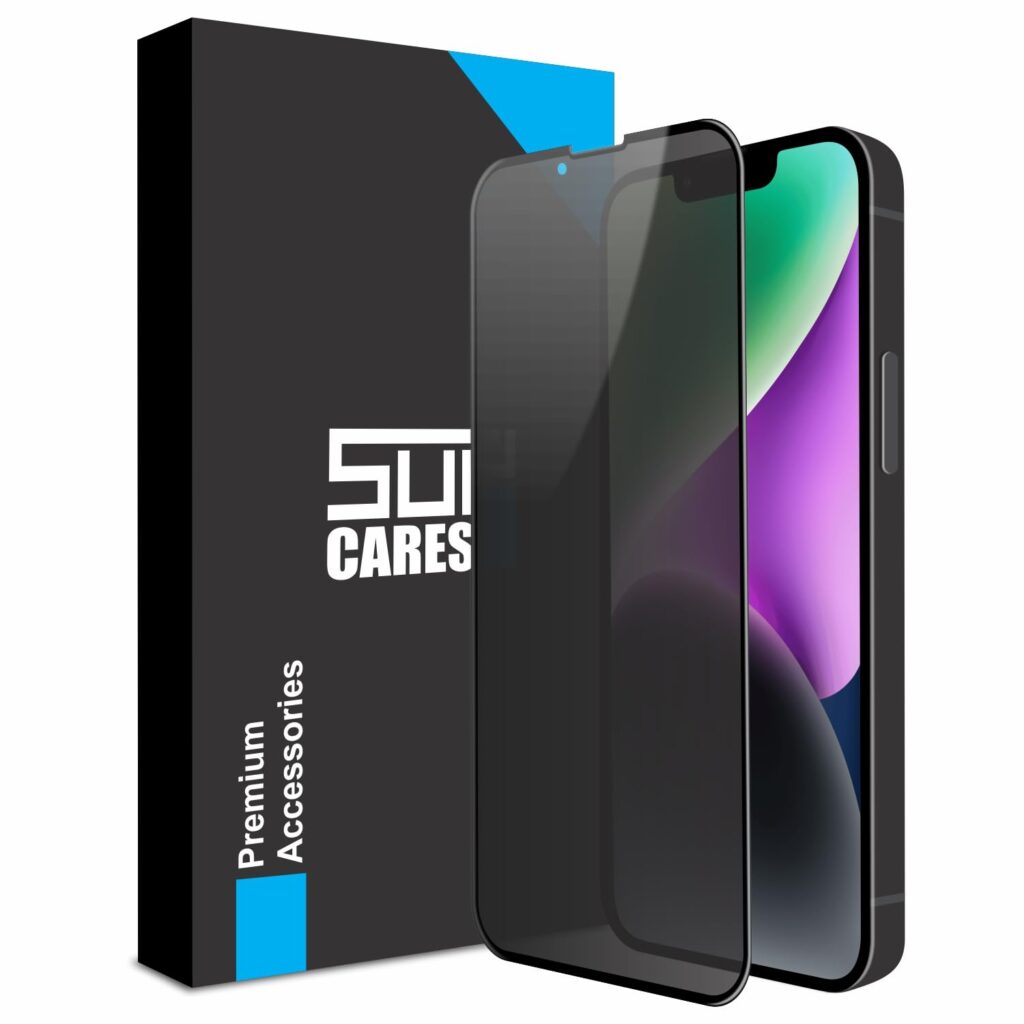 SupCares Military-Grade Privacy Tempered Glass Screen Protector For iPhone 13 Pro Max and iPhone 14 Plus (6.7 Inch) With Installation Kit | Edge-To-Edge Protector Coverage | Black