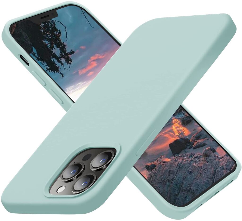 TEEKAOO Compatible with iPhone 14 Pro Max Silicone Case, Slim Shockproof Protective Cover, Drop Protection and Camera Protection, MagSafe Compatible, Soft Microfiber Lining Inside (Seafoam)