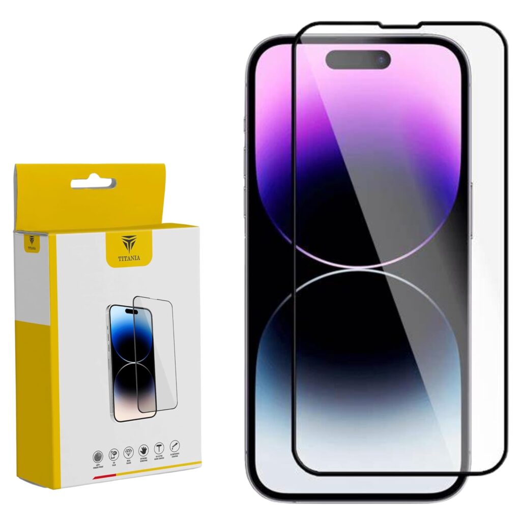 TITANIA Advanced HD+ Tempered Glass Screen Protector Designed for iPhone 15 Plus/iPhone 15 Pro Max - Edge to Edge Full Screen Coverage With Easy Installation Kit