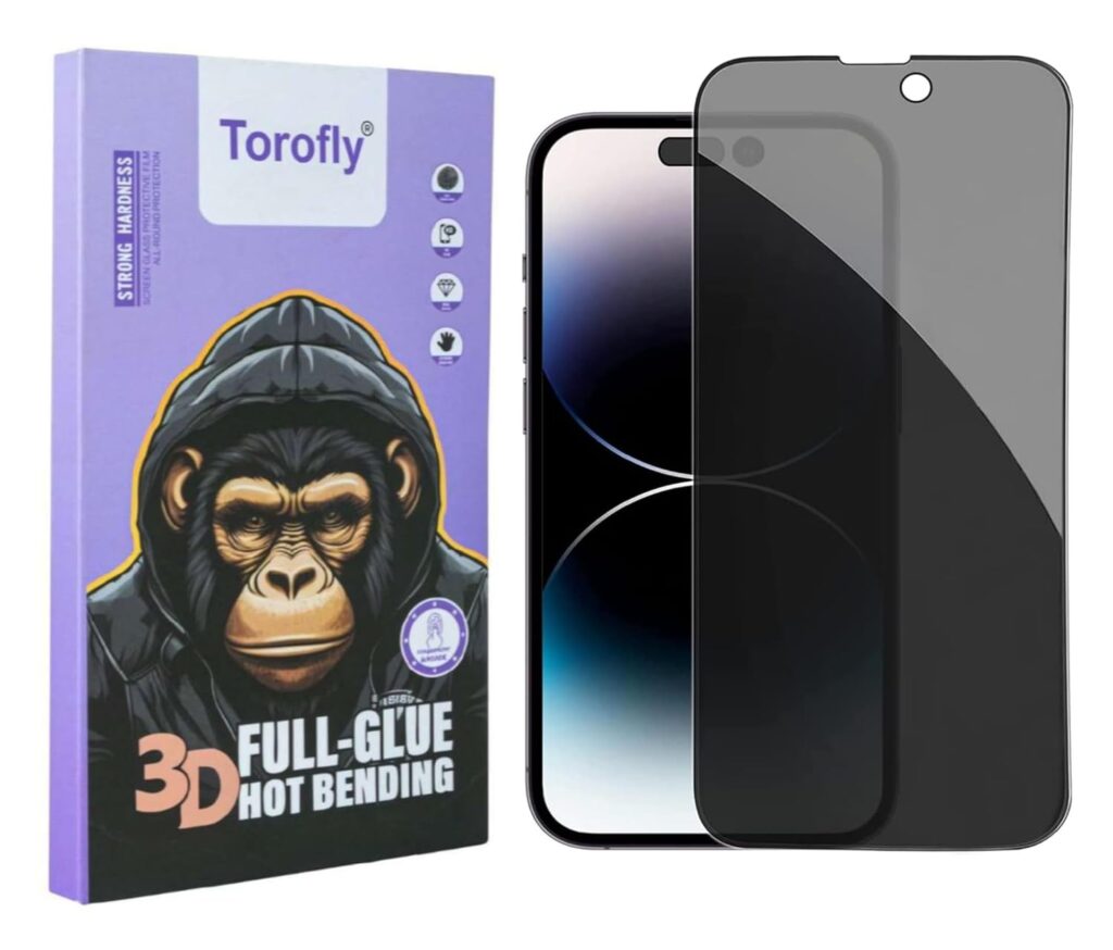 TOROFLY® Privacy Tempered Glass Screen Protector Compatible for iPhone 15 Plus (6.7 Inches) with Edge to Edge Coverage and Easy Installation kit