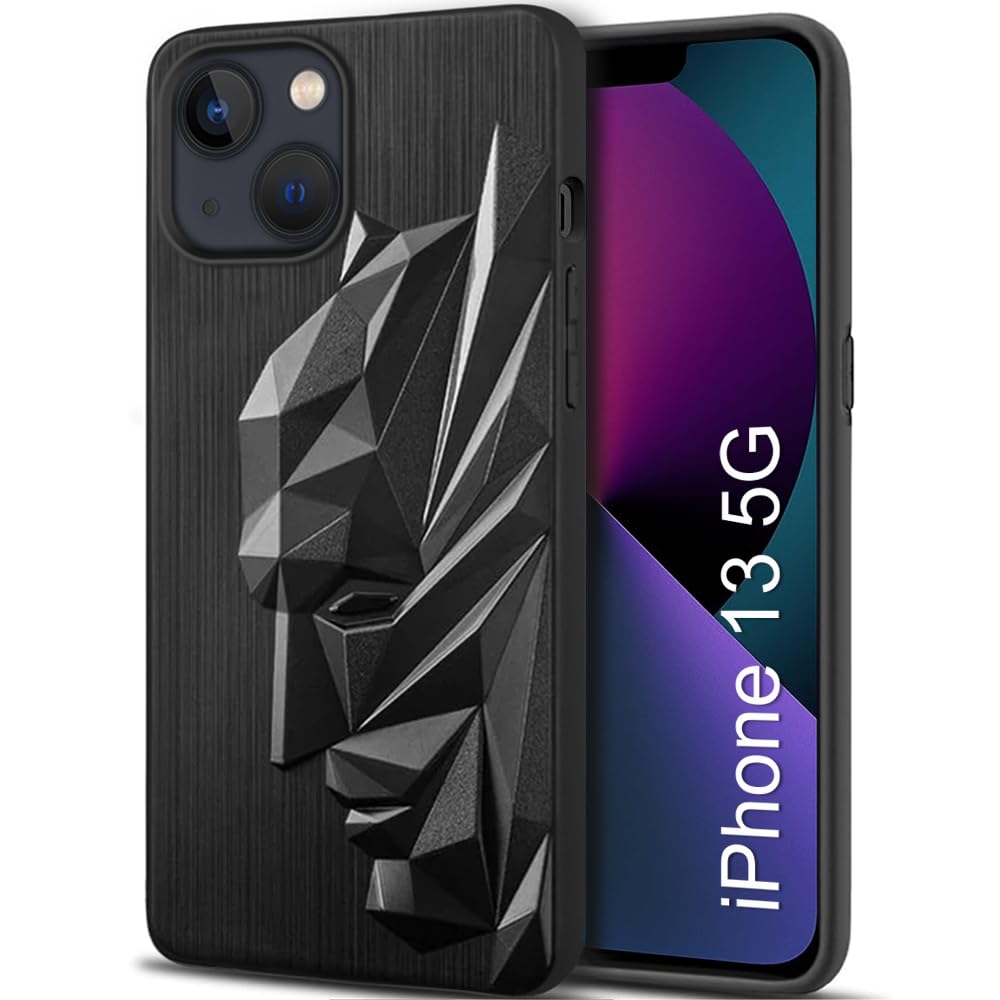 TOUCCH 3D Face Case Cover for iPhone 13/iPhone 14| Shock Proof Design with Camera Protection Ring| Liquid Case (Microfibre Lining) for iPhone 13/14 | Silicone - Black