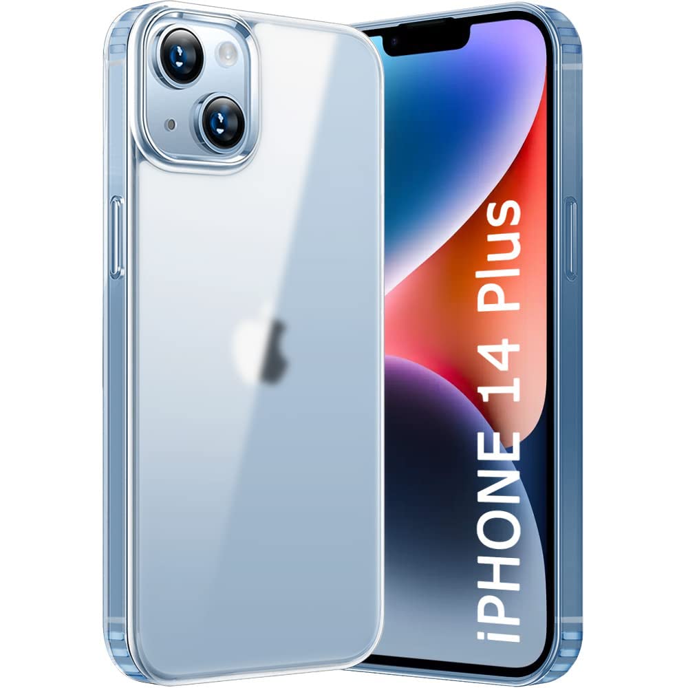 TheGiftKart Ultra-Hybrid Clear Back Case Cover for iPhone 14 Plus | Shockproof Design | Camera Protection Bump | Hard Back | Bumper Case Cover for iPhone 14 Plus (PC & TPU | Translucent)
