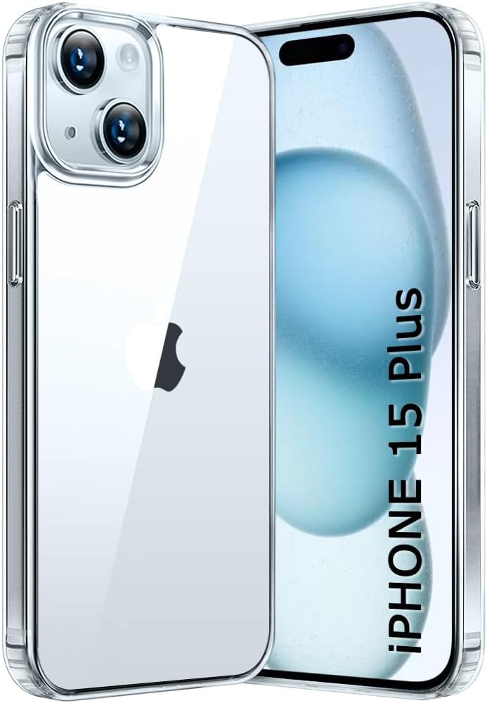 Ultra-Hybrid Crystal Clear Back Case Cover for iPhone 15 Plus | Shockproof Design | Camera Protection Bump | Hard Clear Back | Bumper Case Cover for iPhone 15 Plus (PC & TPU, Transparent) (iPhone 15)