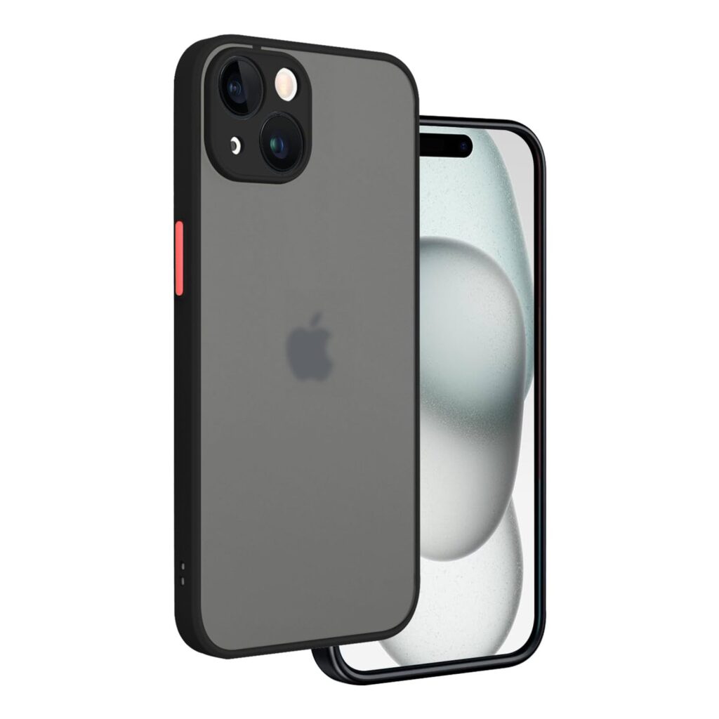 Vaku Luxos Thermoplastic Polyurethane Artic Armor Back Cover For iPhone 15 Plus Slim Protective Lens Camera Shockproof Case Scratch Resistant Slim Thin Military-Grade Protection-Black
