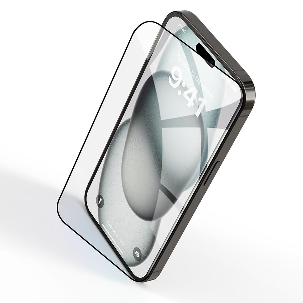 Vaku Luxos® 3D Tempered Glass Screen Protector Guard for iPhone 15 Plus/iPhone 14 Plus HD Crystal Clear Anti Scratch with Edge to Edge Protection Easy Installation