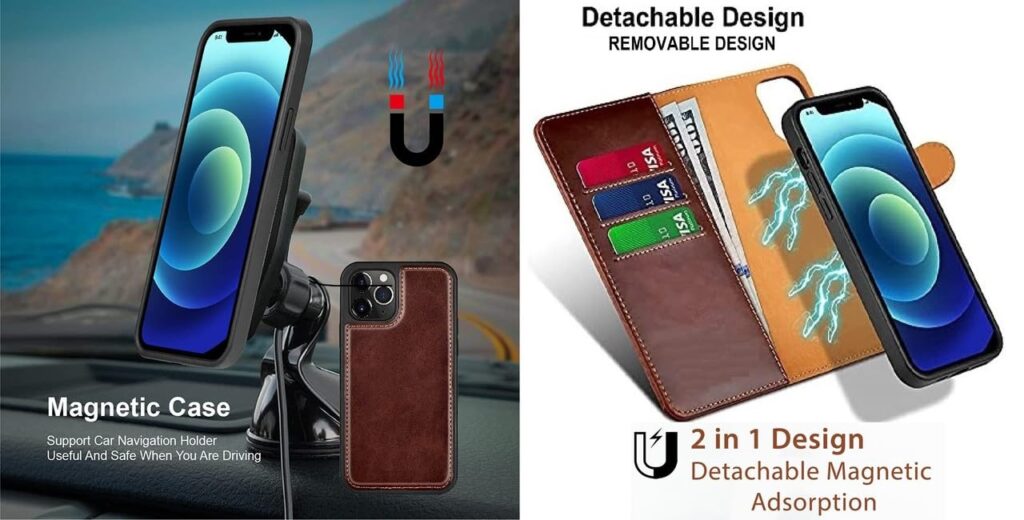 WHITBULL Royal Leather Detachable 2 in 1 Flip case Cover Compatible with iPhone 15 Plus/iPhone 15 Max (6.7 Inch) Brown