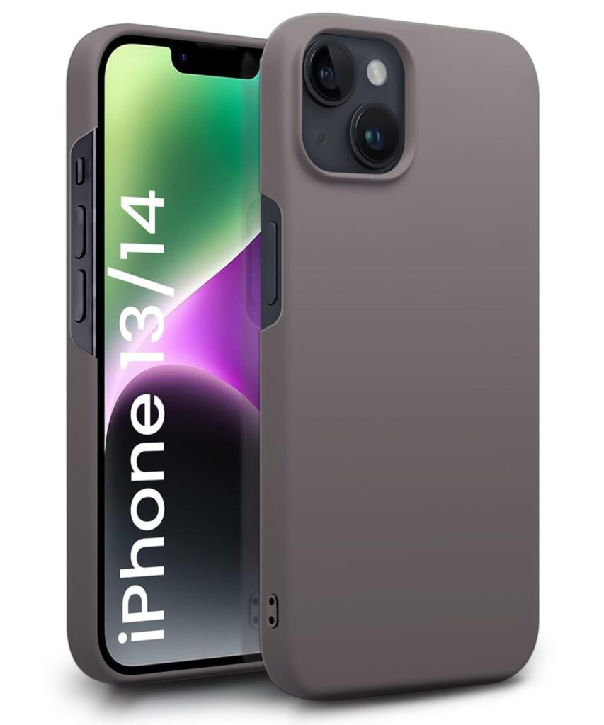 WOW IMAGINE Slim Frameless Back Cover for iPhone 13 | iPhone 14 | Ultra Thin Lightweight Design & Camera Protection | Soft Matte Silicone Flexible Mobile Case (Grey)