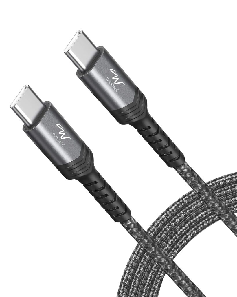 Wayona 100W USB C to USB C Cable 1.5M, Type C Fast Charging Cable Compatible with iPhone 16/16 Plus/16 Pro/16 Pro Max,15 Series, Galaxy S25 Ultra,S24/S23/S22, Car Play, MacBook, i-Pad, Pixel-Grey