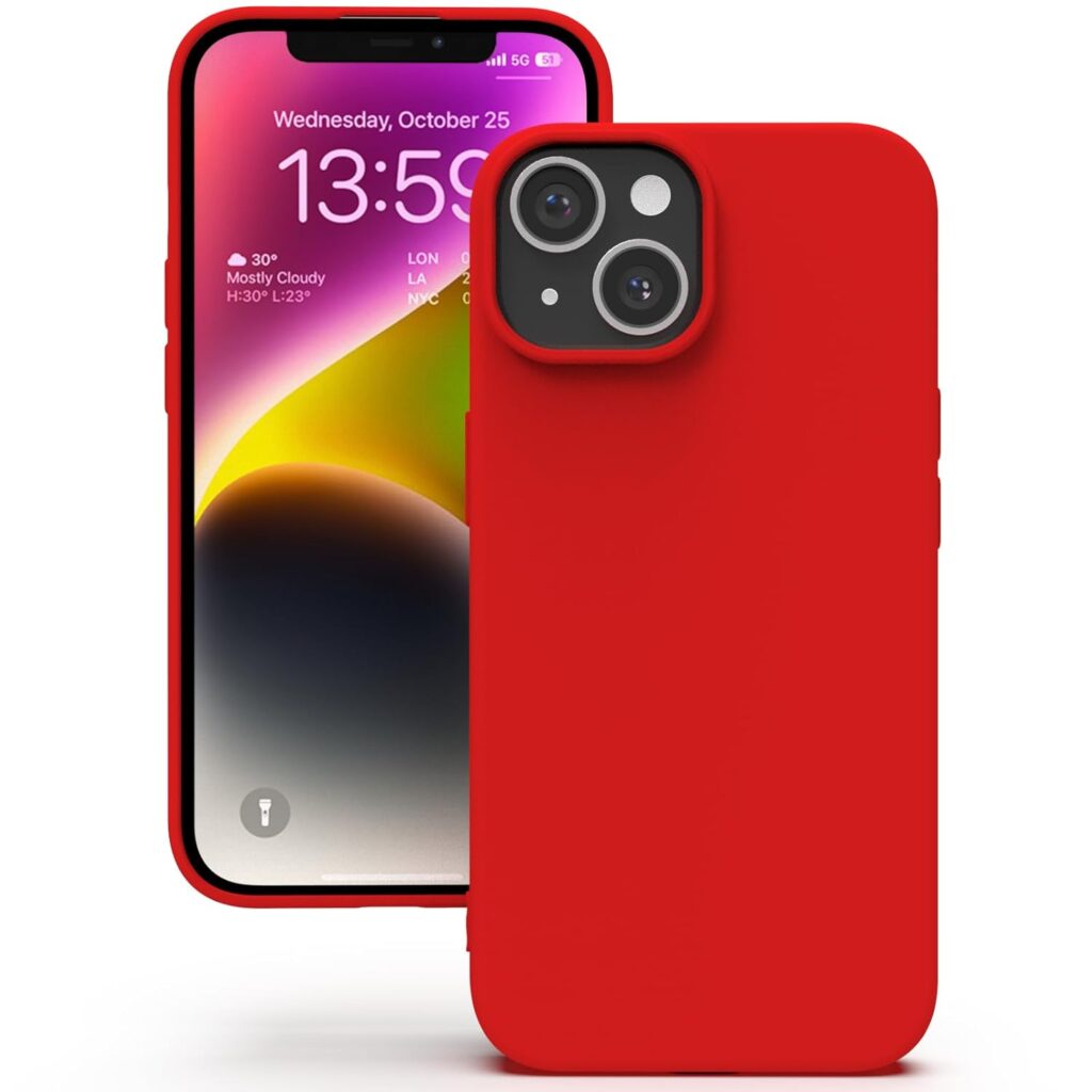 YATWIN Silicone Back Case for iPhone 14, Soft-Touch Phone Back Cover for Apple iPhone 14 - Red