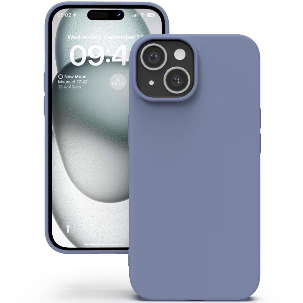 YATWIN Silicone Back Case for iPhone 15 Plus, Soft-Touch Phone Back Cover for Apple iPhone 15 Plus - Lavender Grey
