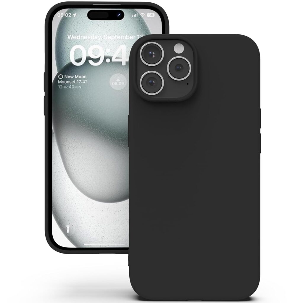 YATWIN Silicone Back Case for iPhone 15 Pro Max, Soft-Touch Phone Back Cover for Apple iPhone 15 Pro Max - Black