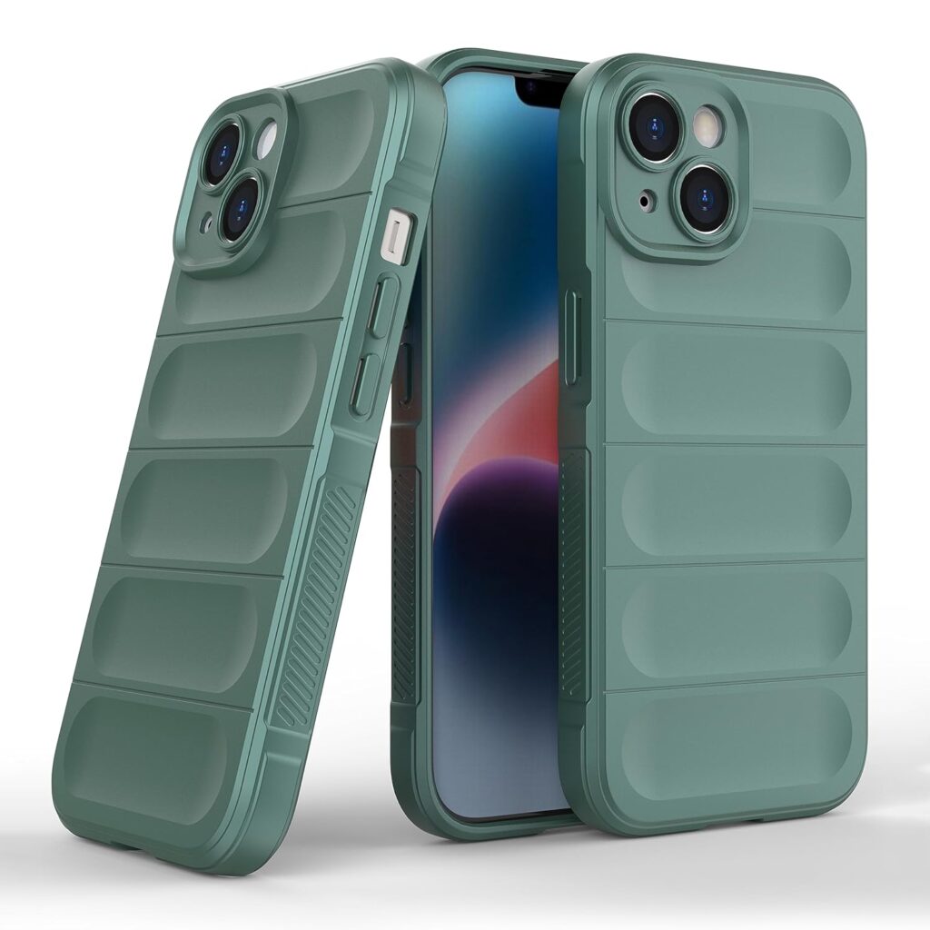 Zapcase Back Case Cover for iPhone 15 | Compatible for iPhone 15 Back Cover | Liquid Silicon Magic Case with Camera Protection | Dark Green