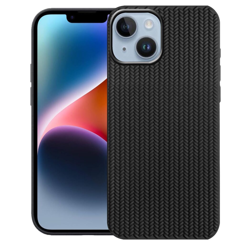 amazon basics Braided Design Case Cover for iPhone 14 Plus | Matte Finish | (Black, iPhone 14 Plus)